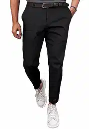Herren Chino Hose Anzughose Herren Chinohose Stretchhose Herren Baumwolle Sporthose Casual Freizeithose mit Enger Passform Schwarz 34