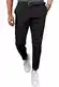 Meilicloth Herren Chino Hose Anzughose Herren Chinohose Stretchhose Herren Baumwolle Sporthose Casual Freizeithose mit Enger Passform Schwarz 34