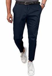 Herren Chino Hose Anzughose Herren Chinohose Stretchhose Herren Baumwolle Sporthose Casual Freizeithose mit Enger Passform Blau 34