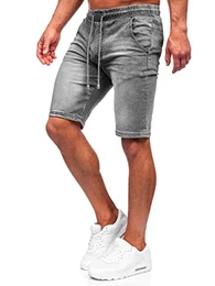 Herren Kurze Jeanshose Shorts Bermudas Jeans Short Kurze Hose Cargo Cargoshorts Destroyed Used Look Denim Stretch Freizeithose MP0273GC Dunkelgrau M [7G7]
