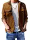 Meilicloth Herren Jacke Hemd Cord Dünne Hemdjacke Freizeithemd Langarm Einfarbig with Button Placke Langarm Regular Fit Casual Braun M