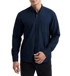 HISDERN Herren Hemd Langarm Businesshemden Oxford Regular Fit Maineblau