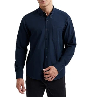 HISDERN Herren Hemd Langarm Businesshemden Oxford Regular Fit Maineblau HISDERN Herren Hemd Langarm Businesshemden Oxford Regular Fit Maineblau