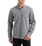 HISDERN Herren Hemd Langarm Businesshemden Oxford Regular Fit graue
