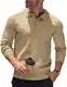 COOFANDY Pullover Herren Poloshirt Strickpullover Mit Polokragen Long Sleeve Sweater Feinstrick Pullover Lässig Strick-Pulli Thermo Pullover Business Pullover Dunkles Khaki XXL
