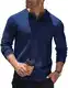 COOFANDY Herren Poloshirt Langarmshirt Polo Pullover Strickpullover Sweater Business Pullover Casual Pullover Winterpullover Einfarbig Thermo Pullover Navy blau M