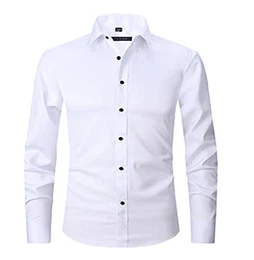 Herrenhemd Langarm Button Down Casual Business Hemden Regular Slim Fit Formelle Business Basic Hemden (Color : White A, Size : L)