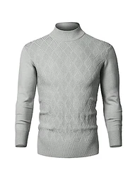 Rollkragenpullover Herren Pullover Winter Männer Schmaler Rundhals Pullover Basic Strickpullover Herren Casual Langarmshirt Einfarbig Winterpullover Klassisch Slim Fit Grau M