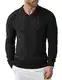 COOFANDY Herren Pullover Basic Warmer Pullover V-Ausschnitt Klassisch Slim Fit Smart Herren Strickpullover Schwarz M
