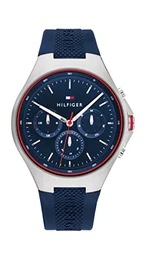 Multi Zifferblatt Quarz Uhr für Herren mit Marinblaues Silikonarmband - 1792057