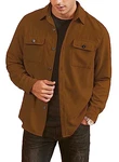 Elegancity Herren Hemd Cord Langarm Freizeithemd Jacke Regular Fit Button Up Hemdjacke Mit Klappentasche Braun