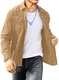 Meilicloth Cord Hemd Herren Hemdjacke Hemden Langarm Button Placke Langarm Regular Fit Casual Khaki M