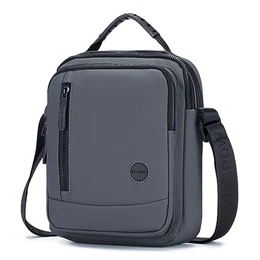 Umhängetasche Herren Klein, Multi-Pocket Schultertasche Klein Wasserdicht Nylon Sling Crossbody Bag Grau Herrentasche Mit Oberem Griff für Arbeit, Reise, Alltagsleben