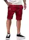 JMIERR Shorts Herren Sommer Freizeit Chino Stretch Baumwolle Elastische Taille mit Taschen Rot M