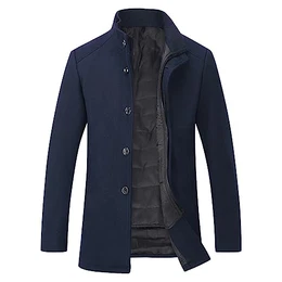 Herren Wolle Mantel mit Steppweste Regular Fit Winter Wollmantel Outdoor Business Übergangsmantel Wintermantel, Marineblau, M