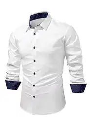 Leinenhemd Herren Freizeithemden Für Herren Einfarbige Hemd Herren Langarm Regular Fit Weiß M