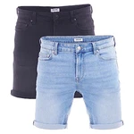 ONLY & SONS Herren Jeans Short ONSPLY 2er Pack Regular Fit Kurze Männer Stretch Shorts (22029141) Hellblau/Schwarz (22029141)