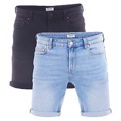 ONLY & SONS Herren Jeans Short ONSPLY 2er Pack Regular Fit Kurze Männer Stretch Shorts (22029141) Hellblau/Schwarz (22029141)