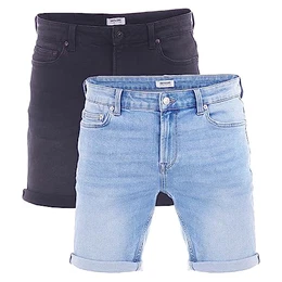 Herren Jeans Short ONSPLY 2er Pack Regular Fit Kurze Männer Stretch Shorts Baumwolle Bermuda Sommer Hose Denim Schwarz Blau Schwarz S, Größe:S, Farbe:Light Blue/Black (22029141)