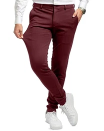 Herren Burgundy Bordeaux (Größe 32W/32L) - Stilvolle Herren Hosen Stretch - Hosen Herren Stretch - Angenehme Praktische Männer Hosen für Business & Freizeit - Bequeme Stoffhose