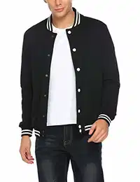 Jacke Herren Übergangsjacke College Jacke Bomberjacke Baseballjacke Freizeitjacke Herrenjacken mit Tasche Herrenjacke Dünne Jacke Baumwolle Pechschwarz M