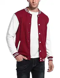 Herren Jacke Übergangsjacke Bomberjacke College Jacke Baseballjacke Dünne Sportjacke Freizeitjacke mit Stehkragen Blouson Jacke Burgundisch S