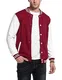 COOFANDY Herren Jacke Übergangsjacke Bomberjacke College Jacke Baseballjacke Dünne Sportjacke Freizeitjacke mit Stehkragen Blouson Jacke Burgundisch S