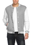 COOFANDY Herrenjacke Übergangsjacke Bomberjacke College Jacke Baseballjacke Grau