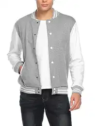Herren Bomberjacke Übergangsjacke Fliegerjacke Leichte Bomber mit Stehkragen College Jacke Baseballjacke Herbstjacke mit Stehkragen Grau M