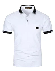 LIUPMWE Poloshirt Herren Kurzarm Polohemd Regular Fit Basic Tennis Golf T-Shirt Weiß (39)