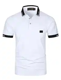 Poloshirt Herren Kurzarm Polohemd Slim Fit Basic Golf Polo Baumwolle Männer T-Shirt Sommer,M,Weiß-39