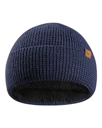 Merino Kinder-Mütze mit warmem Fleece, Atmungsaktiv, Weich, Beanie für Mädchen & Jungen Blau One Size
