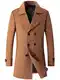 DOINLINE Herren Wintermantel Wollmischung Trenchcoat Casual Zweireiher Lange Erbse Topcoat, Khaki, M