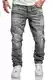 Amaci&Sons Herren Jeans Regular Straight Fit Denim Hose Destroyed 7984 Grau (Patches) W32/L32