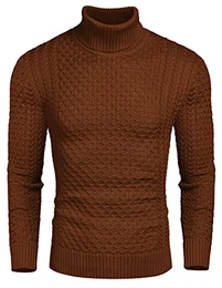 Rollkragenpullover Herren Pullover Strickpullover Turtleneck Longsleeve Sweater Winter Pullover Rolli Herren Langarm Rollkragen Pulli Winter Warm Oberteile Rote Bronze M