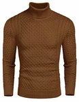 Coofandy Herren Rollkragen Strickpullover Slim Fit Basic Sweater Dunkelbraun