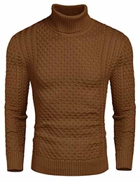 Pullover Rollkragen Herren Rollkragenpullover Strickpullover Rollkragen Pulli Turtleneck Slim Fit Winterpullover Kragen Pullover Warm Sweater Dunkelbraun M