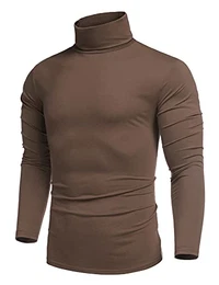 Herren Longsleeve Rollkragenpullover Rollkragenshirt Herren Rollkragen Slim fit Unterziehrolli Rolli Herren Langarm Turtleneck Herren Pullover Rollkragenpulli Braun M