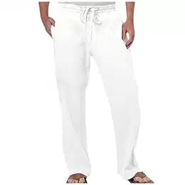 Leinenhose Herren Yoga Loose Fit Leichte Sommerhose Herren Leinen Freizeithose Herren Leicht Leinenhose Herren Sommer Lang Strandhose Herren Leinen Leinenhose Herren Weites Bein