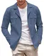 COOFANDY Lässige Herren-Hemdjacke, langärmelig, Button-Down-Overshirt, leichte Jacke mit Taschen, Blau, M