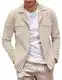 COOFANDY Lässige Herren-Hemdjacke, Baumwoll-Leinen, Shacket leicht, Arbeitsmantel, Button-Down-Overshirt, Hellkhaki, M