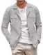 COOFANDY Lässige Herren-Hemdjacke, langärmelig, Button-Down-Overshirt, leichte Jacke mit Taschen, Hellgrau, XL