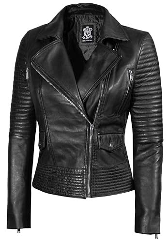 Lederjacke Damen – Coole Bikerjacke Aus Weichem PU-Leder Mit Reißverschlüssen, Perfekt Für Herbst & Übergangszeit