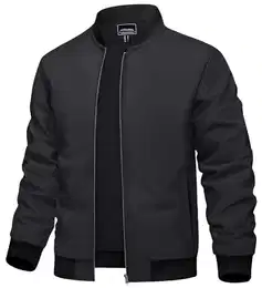 Herren Frühling Herbst Casual Jacken Leichte Arbeit Bomber Varsity Baseball Jacke Dünne Windjacke,Schwarz,S