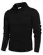 COOFANDY Herren Stehkragen Pullover Slim Fit Pullover Winter Knit Sweater Knopfleiste Casual Langarmshirt Schwarze M