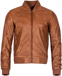 Infinity Herren Retro Bräune Varsity 100% Nappaleder Bomberjacke M
