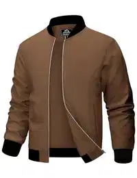 Herren Bomberjacke Frühling Herbst Windbreaker Jacke Klassik Leicht Arbeitsjacke Männer Reißverschluss Baseballjacke Bequeme Freizeit Sportjacke US Army Outdoorjacke Braun XL