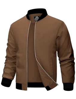 MAGCOMSEN Herren Bomberjacke Windbreaker Braun