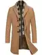 COOFANDY Mantel Herren Lang Wintermantel Winterjacke Trenchcoat Windjacke Reversjacke Herrenmantel mit Abnehmbaren Karierten Schals Männer Warmer Wollmantel Dunkler Kaffee M