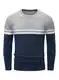 Meilicloth Pullover Herren Winter Strickpullover Gestreifter Kontrast Rundhalsausschnitt Feinstrick Pullover Warm Wollpullover Freizeitpullover Winterpullover Männer Langarmshirt Slim Fit Grau-11 M